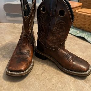 Smoky Mountain kids black cherry square toe boots